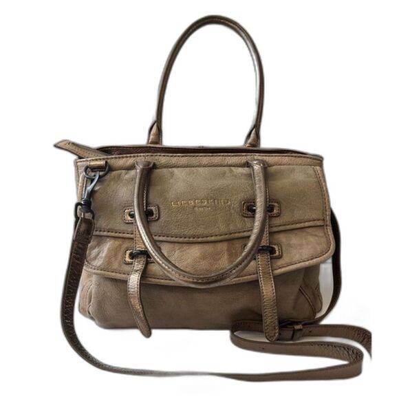 Liebeskind Berlin‎ Leather Gold Metallic Crossbody Handbag Tote Satchel - Picture 1 of 10